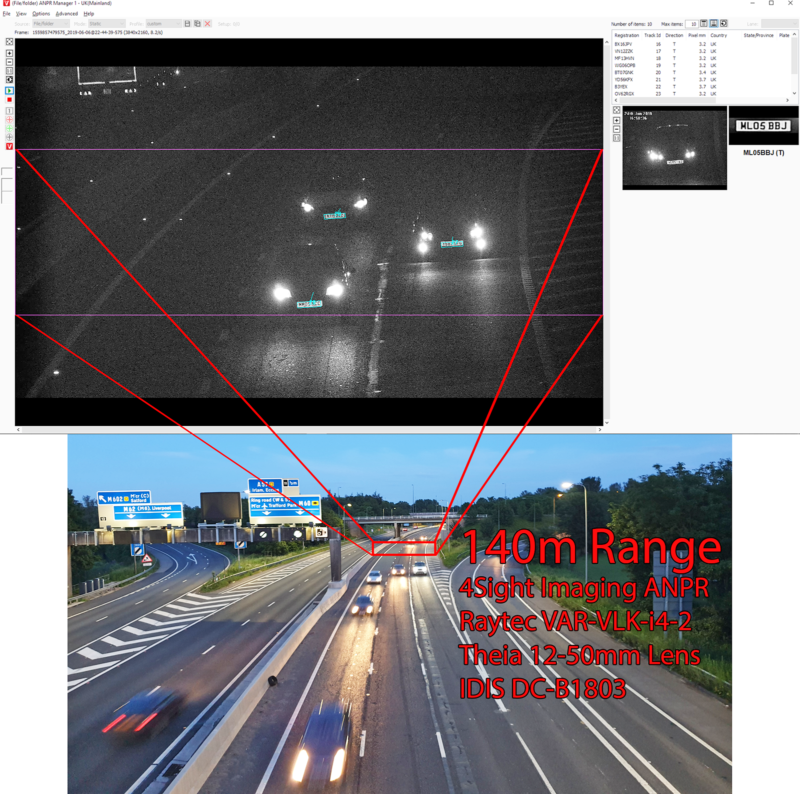IDIS ANPR 140 Metre Read in Action