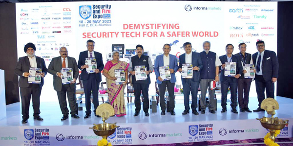 Key Digintaries at the launch of India Risk review report at Security and Fire Expo Mumbai organised by Informa Markets in India